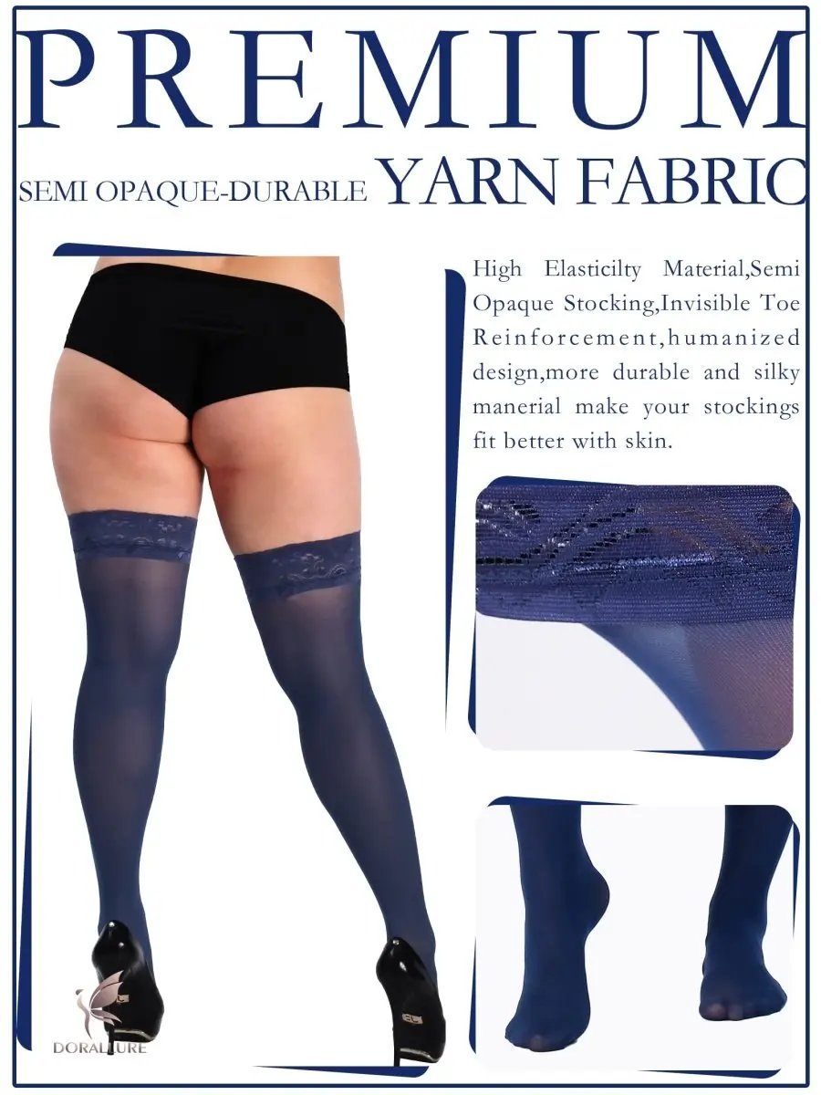 Plus Size Thigh High Stockings Silky Pantyhose - Love Salve